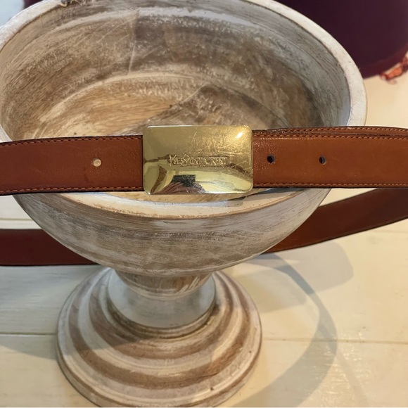 YSL Saddle Leather Belt 36/90 Vtg
